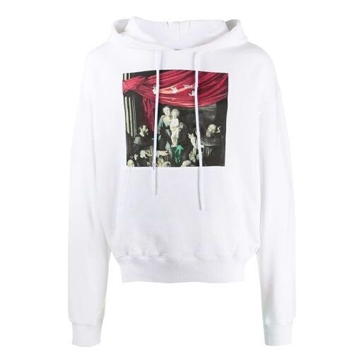 

Толстовка caravaggio painting over hood white blac fw20 mens logo sweater Off-White, белый