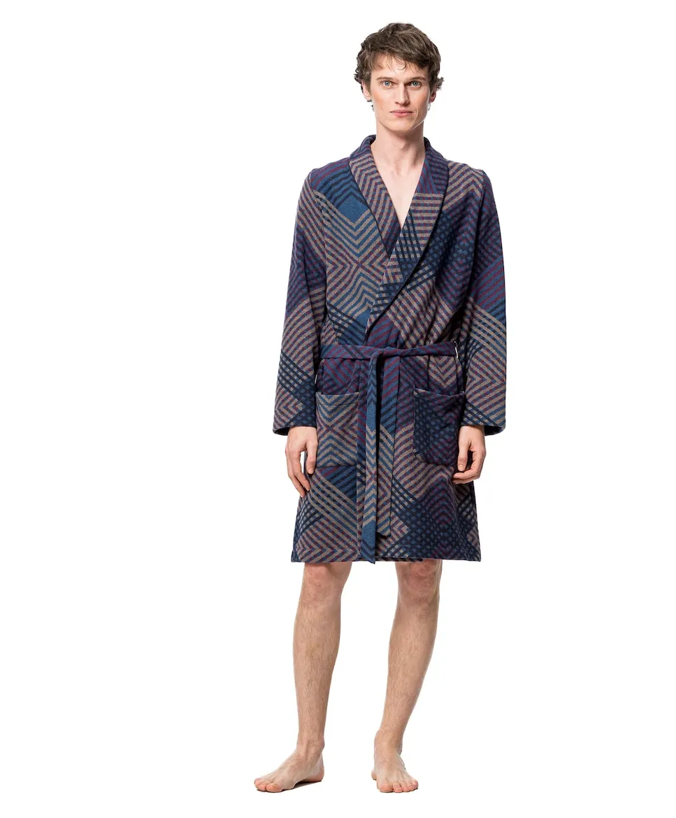 

Мужской пиджак-блейзер из миланской ткани вязки с геометрическим узором SOY, темно-синий