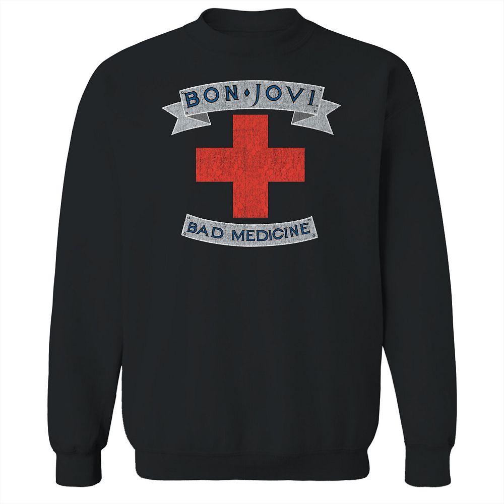 

Мужской свитшот с графическим принтом Bon Jovi Bad Medicine Licensed Character, черный