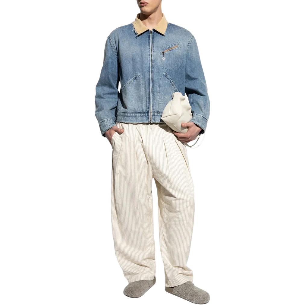 Maison Margiela Застёгивающаяся на молнию джимсовая бомбер, Light Blue — фото 4