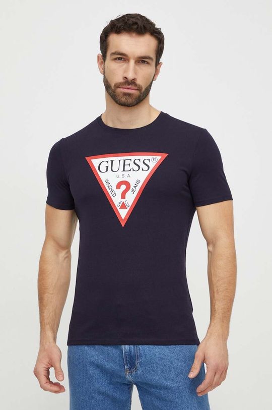 

Хлопковая футболка Guess, темно-синий