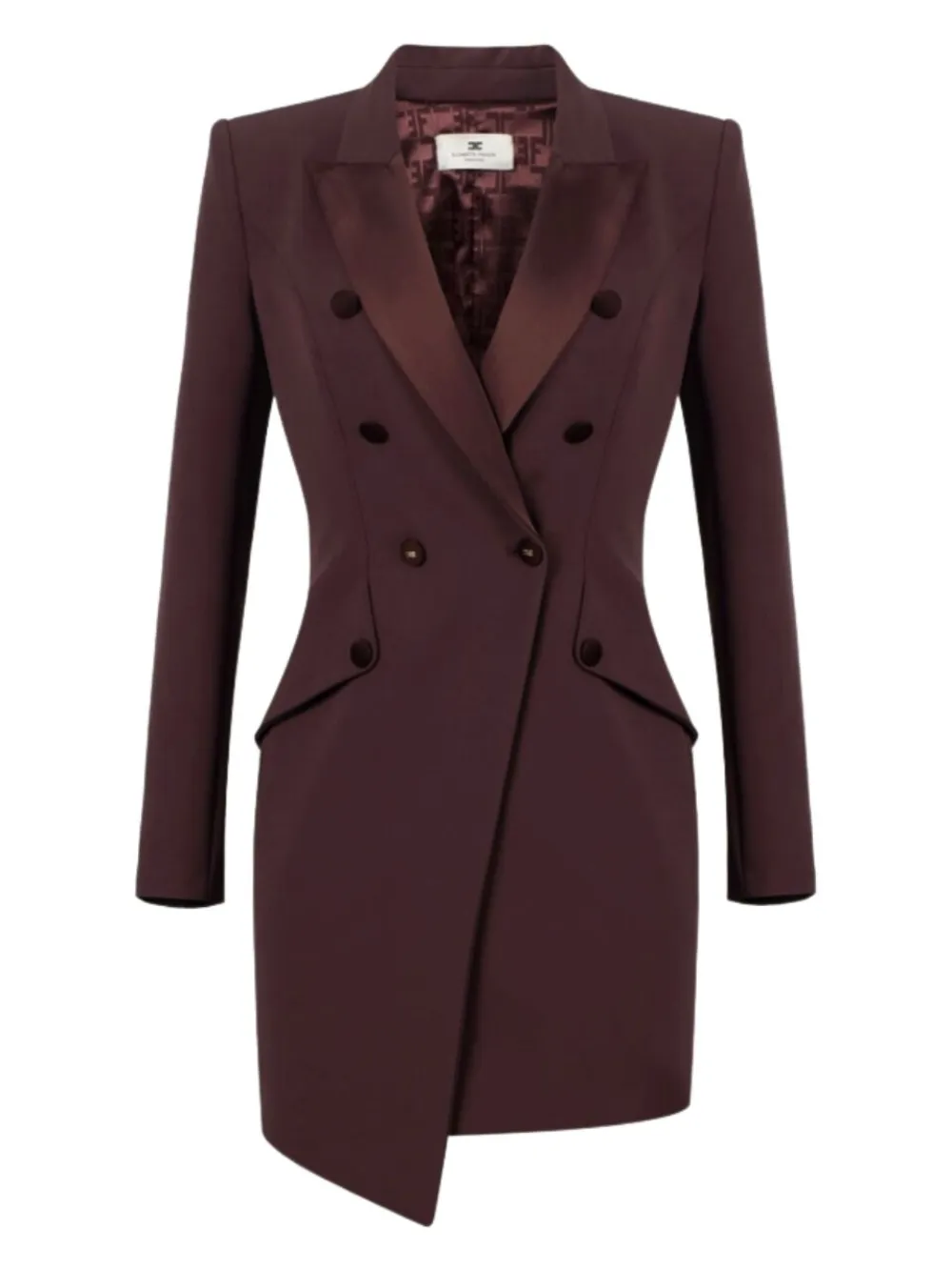 

Двубортное платье мини с атласными лацканами Elisabetta Franchi, красный