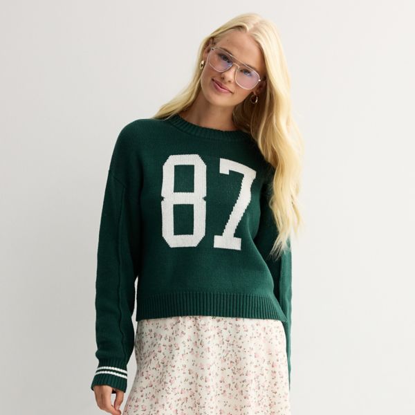 

Детский вязаный свитер с V-образным вырезом So, цвет green white number