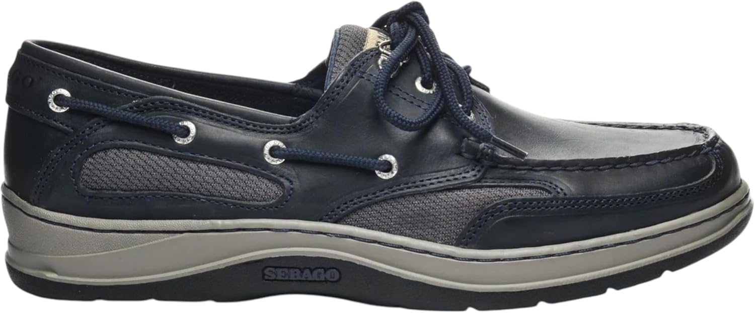 Мокасины Sebago Clovehitch II FGL с вощеной отделкой для мужчин - кожаные лодочные туфли с дышащими сетчатыми вставками, анатомическими EVA подошвами и противоскользящей подошвой, синий/серый/темно-серый/темно-синий — фото 2