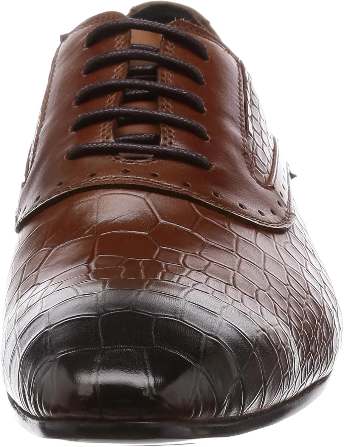 Оксфорды мужские из кожи с тиснением под крокодила, Brown Lucius — фото 2