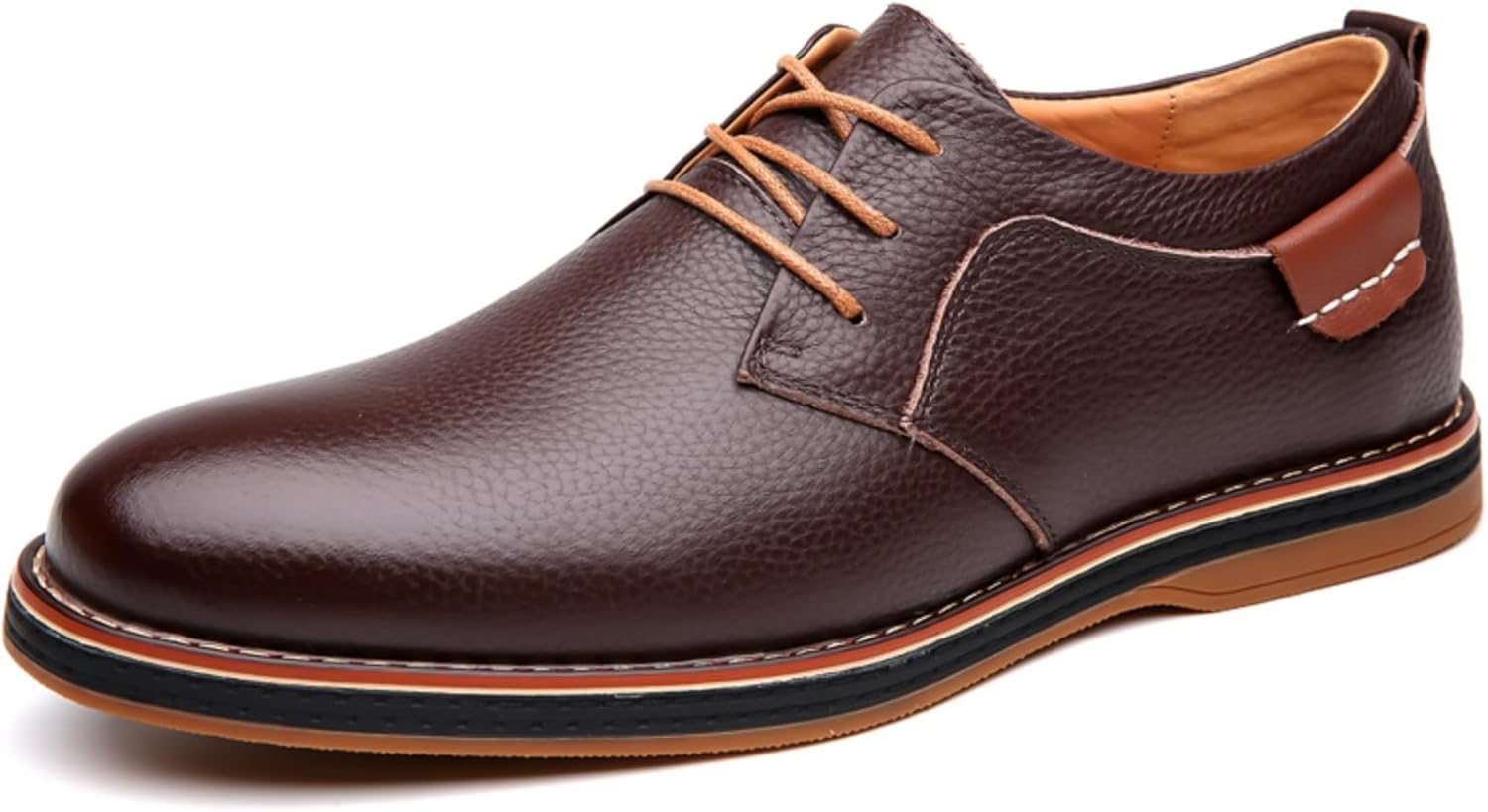 

Мужские оксфорды - повседневная кожаная стильная обувь, дышащие с шнуровкой, идеально подходят для офиса и официальных мероприятий Khwfjas, коричневый