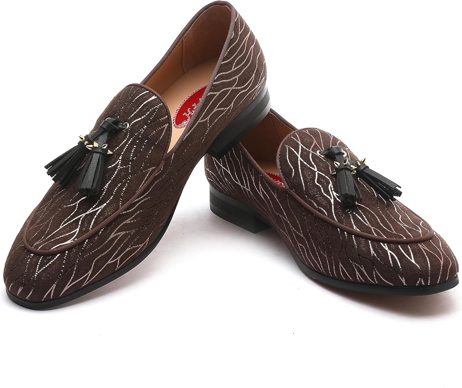 

Мужские роскошные бархатные лоферы XQWFH с модными шипами, повседневные лоферы для мужчин, элегантные классические лоферы на слипоне из блестящей замши (черные)