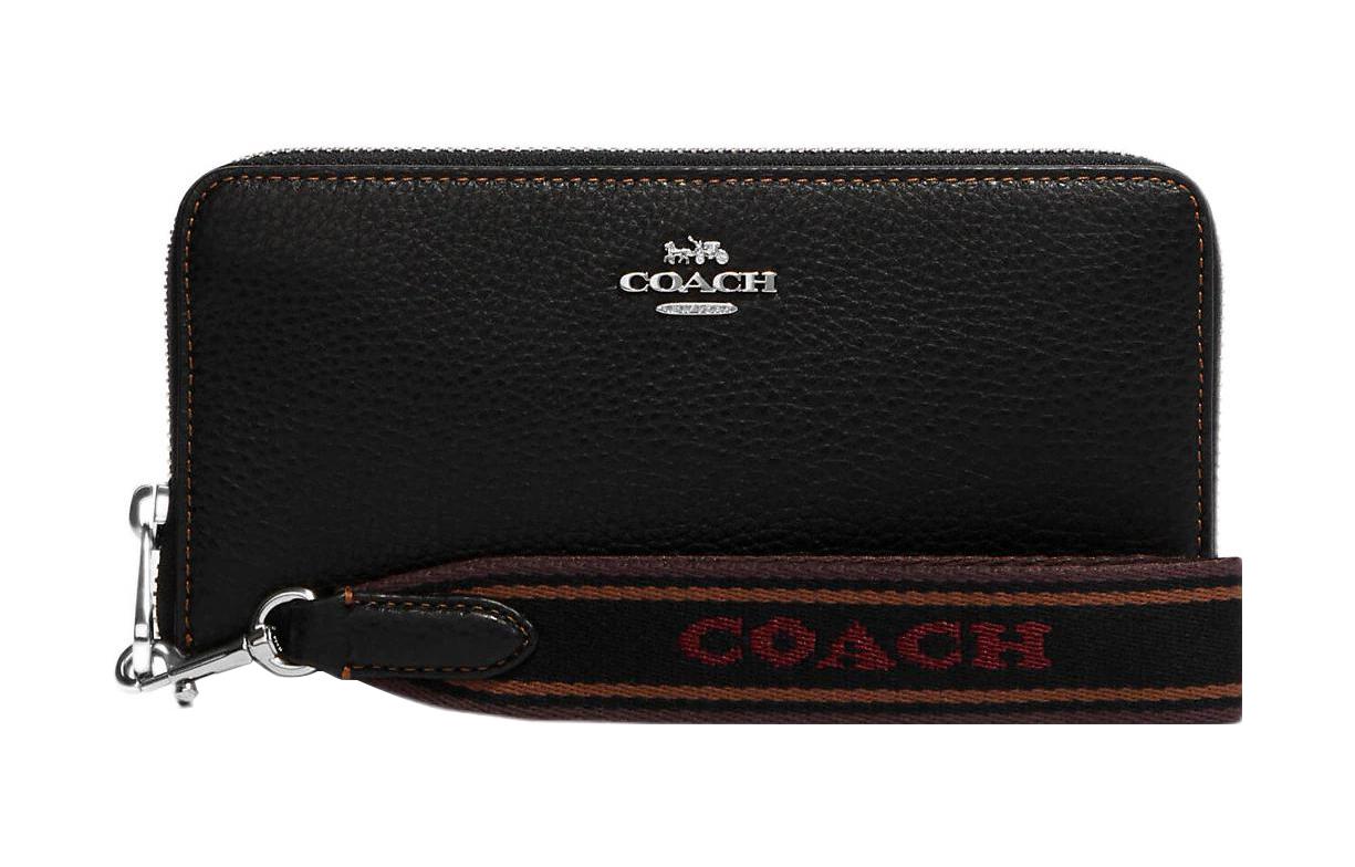 

COACH Кожаный поясной кошелек на молнии миниатюрный женский черный