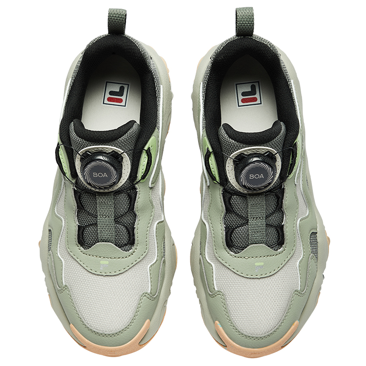 FILA KIDS Tiger Paw обувь нескользящая износостойкая низкие детские тренировочные кроссовки pelican brown/tea green — фото 4