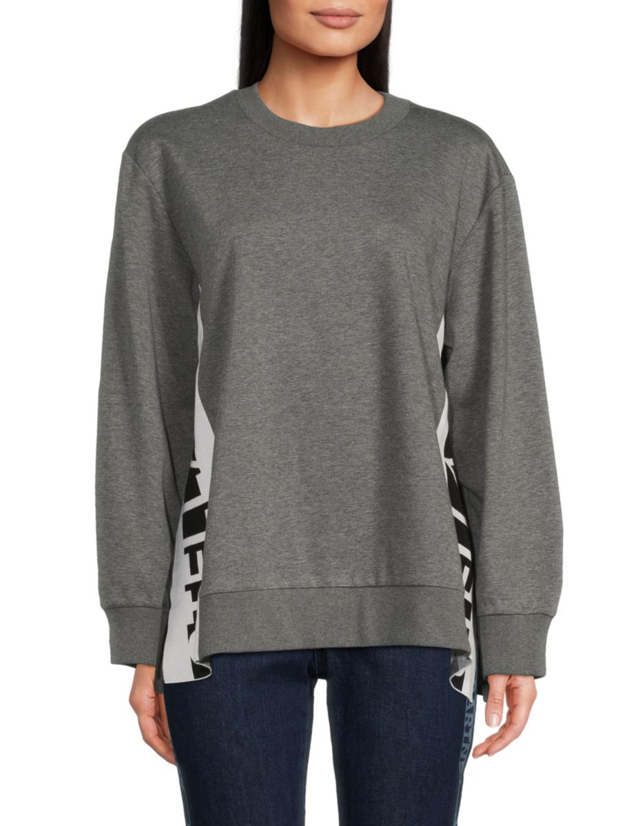 

Хлопковая толстовка с логотипом на ленте Stella McCartney, цвет Grey Melange