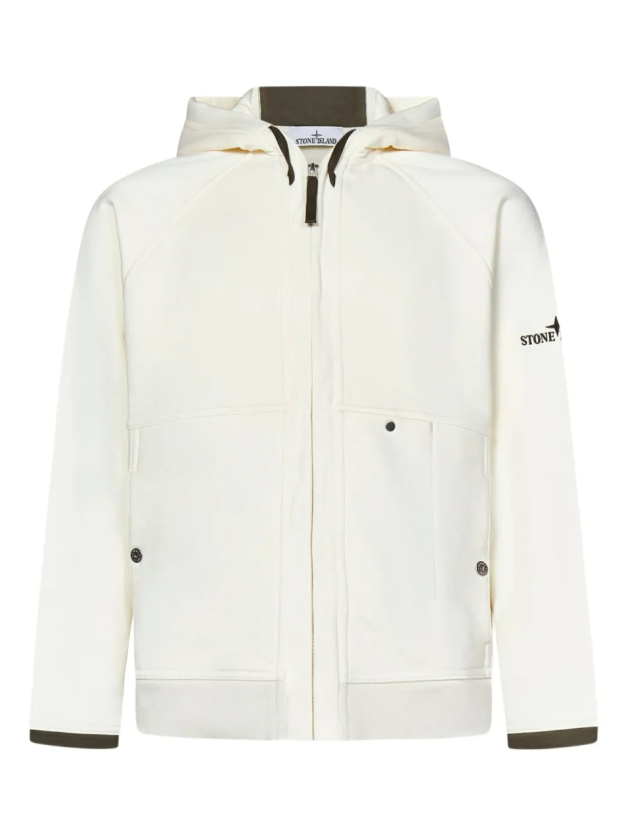 

Хлопковая толстовка с капюшоном на молнии Stone Island, нейтральный