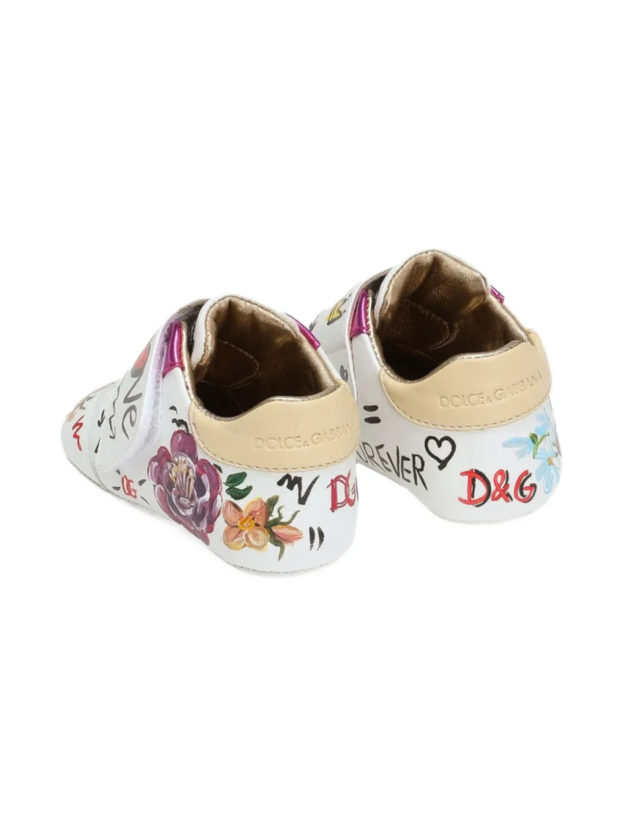 Dolce & Gabbana Kids кожаные пинетки с логотипом, белый — фото 3