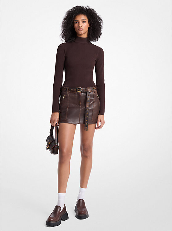 

Кожаная мини-юбка Michael Kors, коричневый