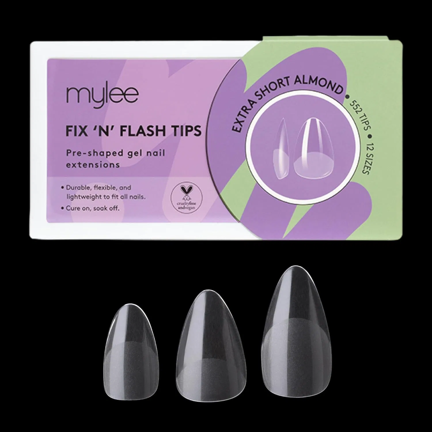 Набор мягких гелевых типсов Fix & Flash [Extra Short Almond] от Mylee Mylee