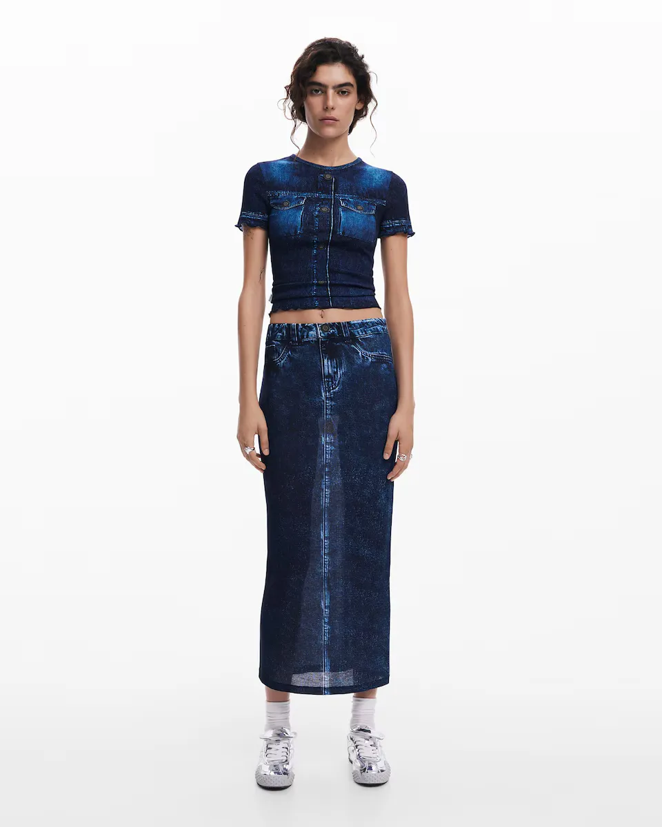 

Длинная джинсовая юбка Desigual, синий