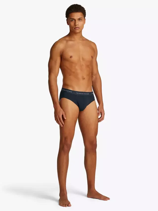 Трусы Tommy Hilfiger из эластичного хлопка с поясом, комплект из 3 штук, черные/разноцветные Tommy Hilfiger — фото 2