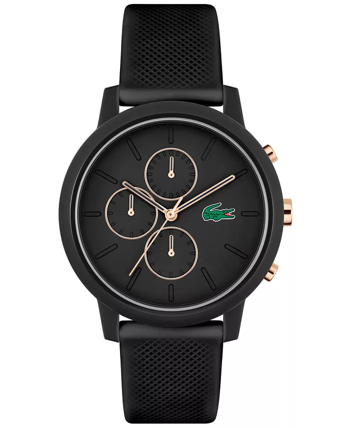 

Мужские часы L 12.12 Chrono Black с силиконовым ремешком, 43 мм Lacoste