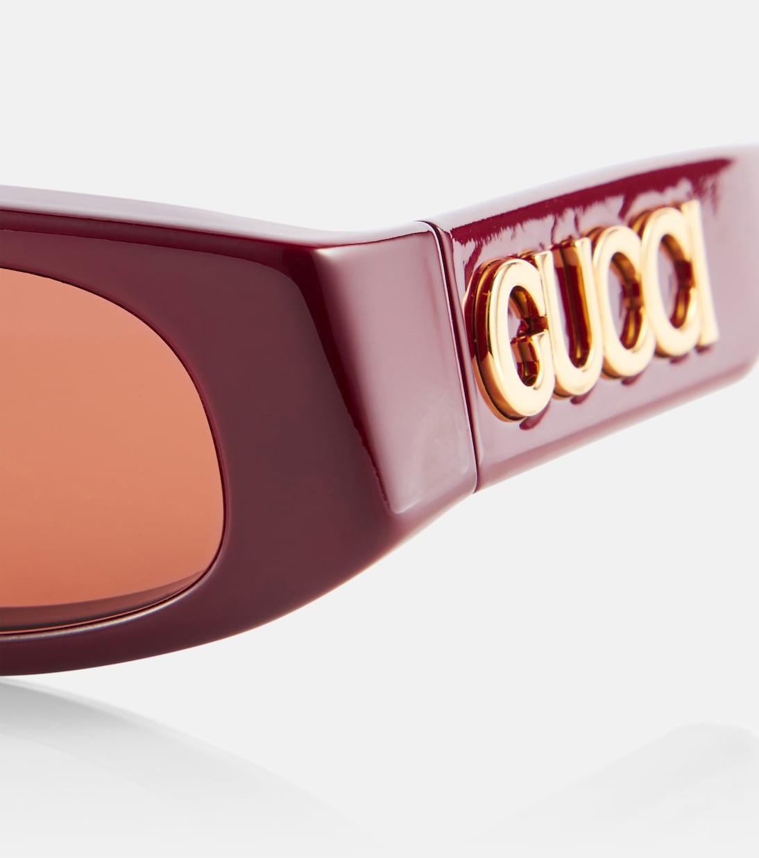 Прямоугольные солнцезащитные очки с логотипом Gucci, Burgundy-Burgundy-Brown — фото 2