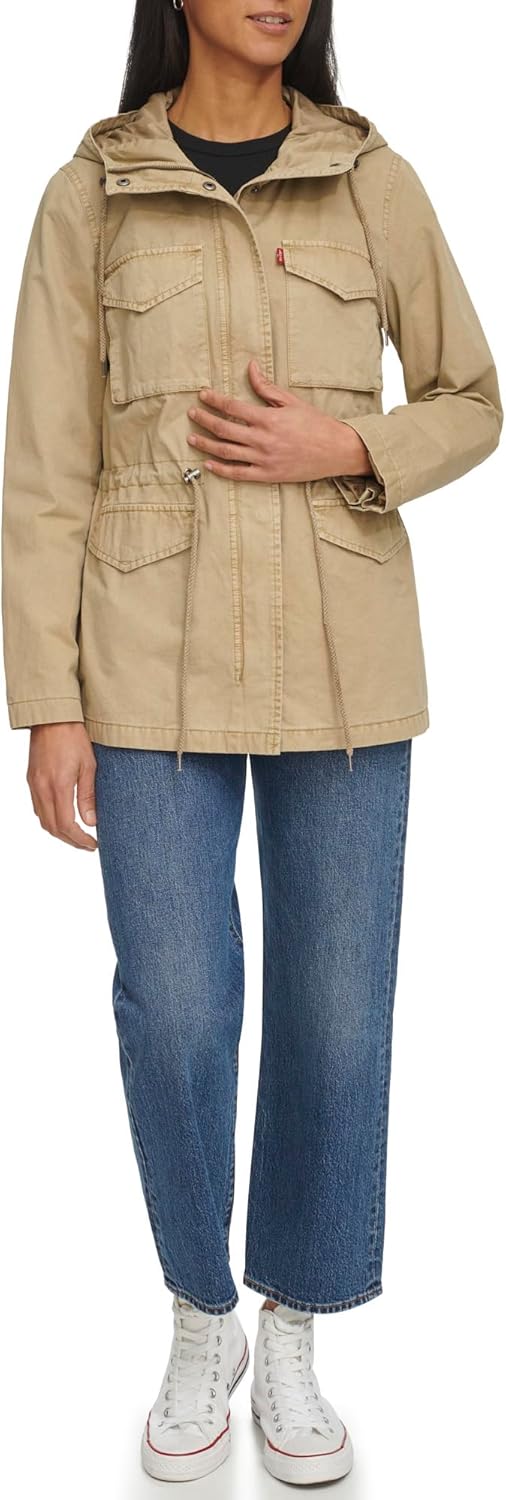 

Levi's Женская военная куртка с капюшоном и четырьмя карманами, Safari Cotton