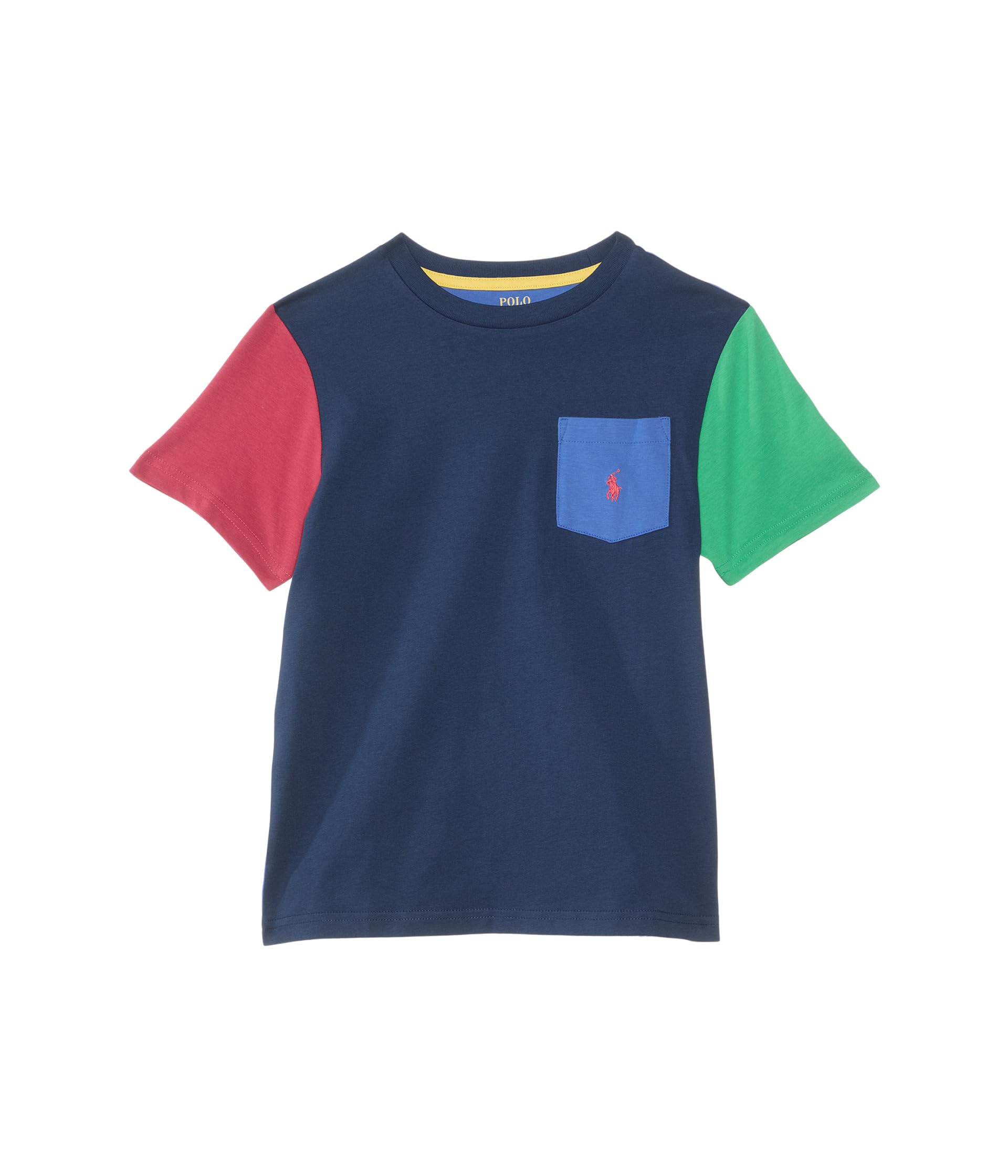 

Футболка Polo Ralph Lauren Kids Color-Blocked Cotton Pocket Tee, цвет Rustic Navy Multi/C3838