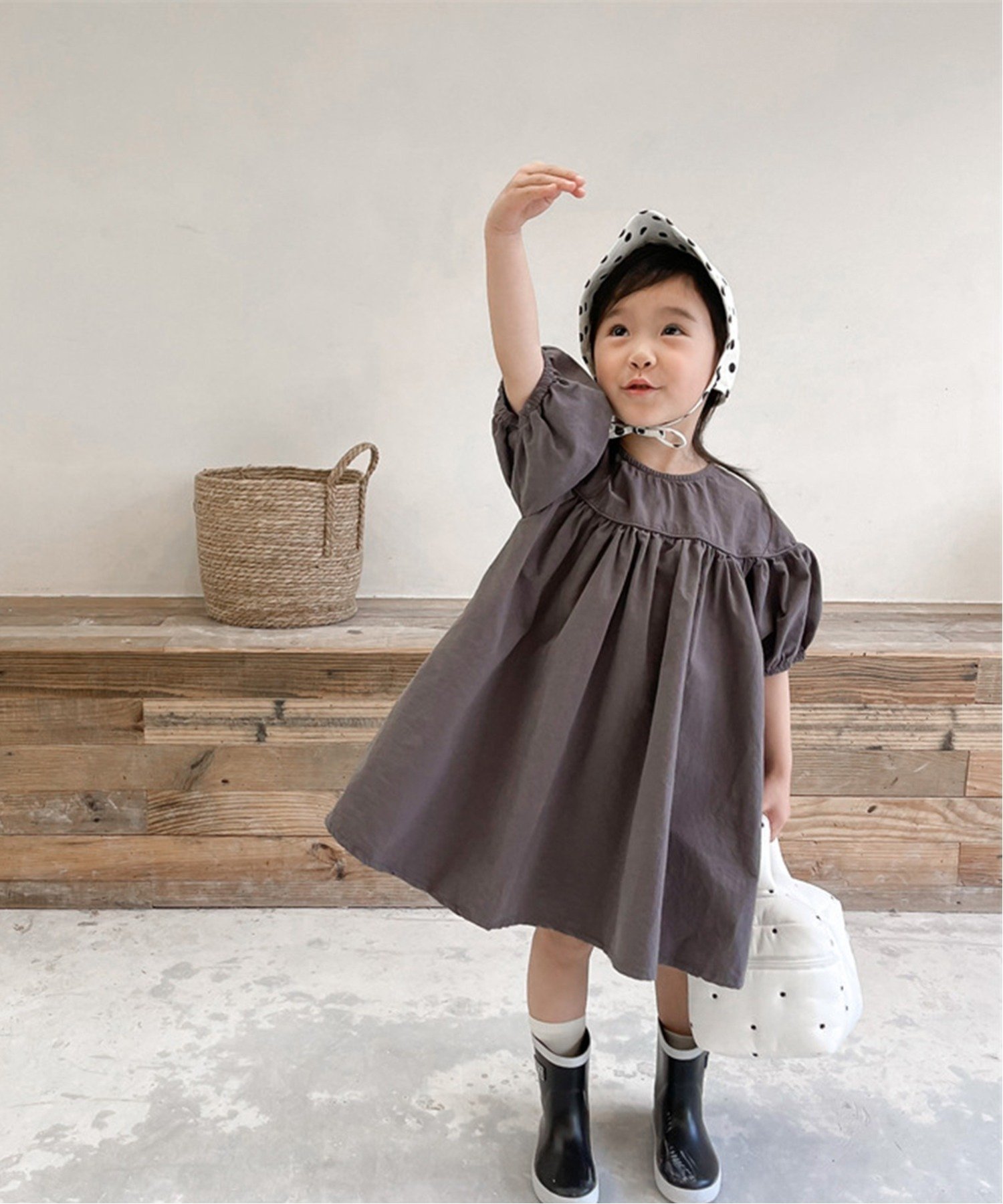 KIDS/(K)Платье А-силуэта со сборками Aimoha, Dark Gray