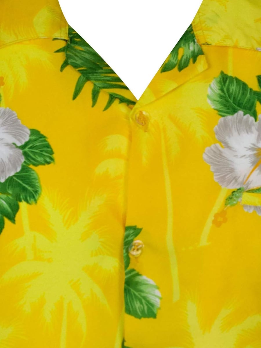 Рубашка на пуговицах классического кроя King Kameha Small Flower, желтый — фото 3