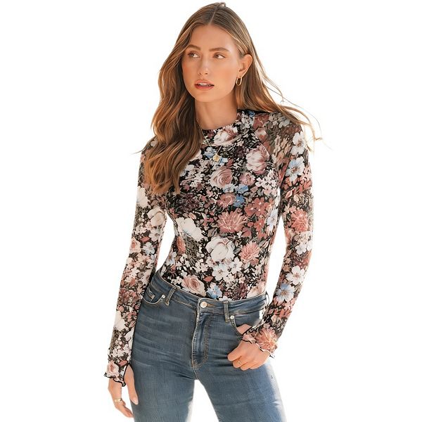 

Женский топ с сетчатым кружевом и облегающим силуэтом Yesfashion, Black