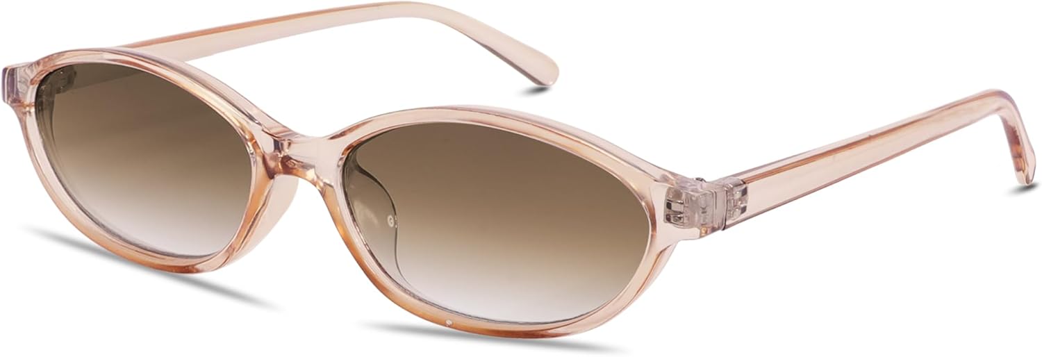 

Ретро-солнцезащитные очки овальной формы для женщин, стильные «кошачий глаз» в стиле 90-х, легкие, узкие, модные, с защитой от УФ-излучения GUVIVI, Champagne Frame - Gradient Brown Lens