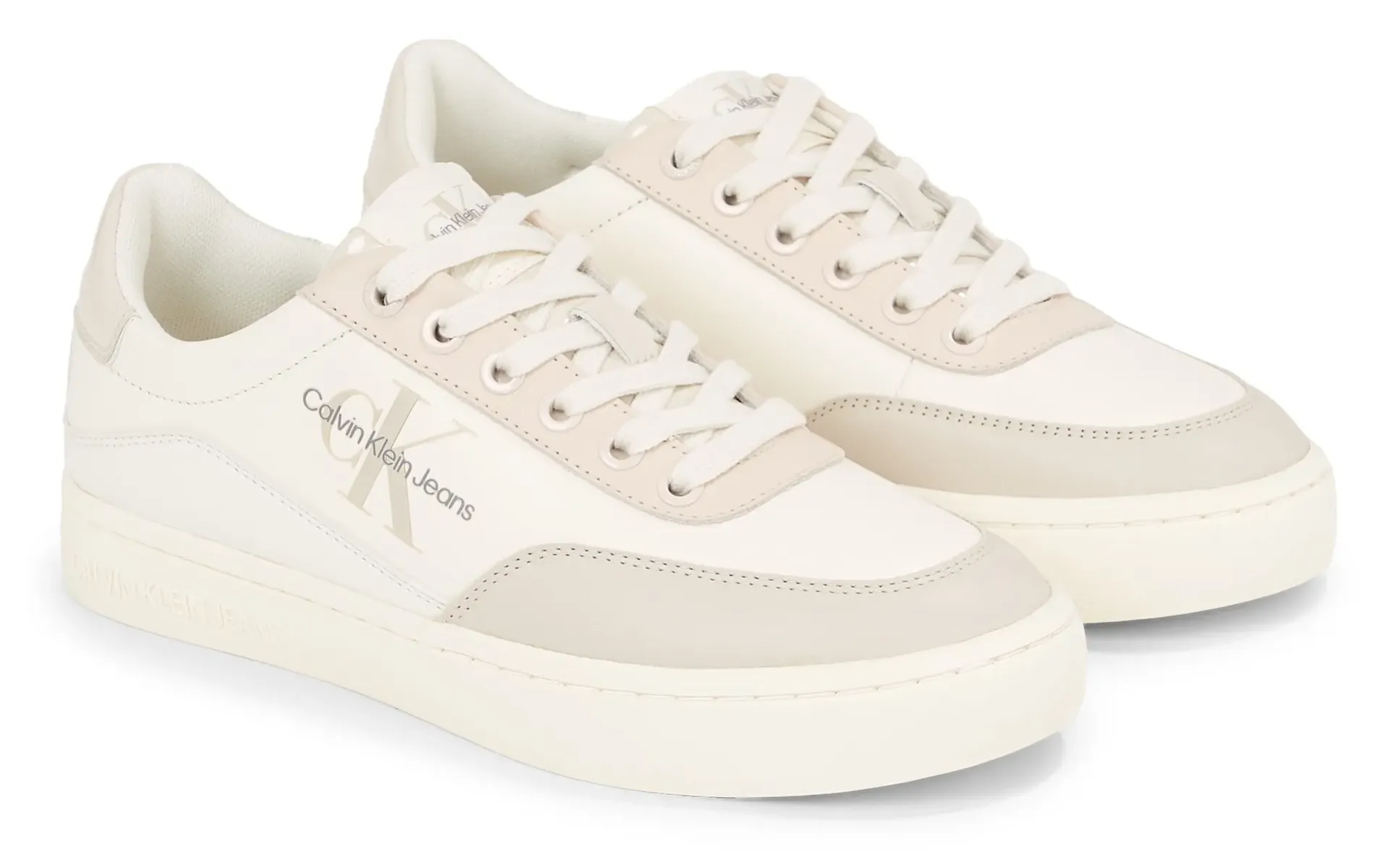 

Кроссовки Calvin Klein Jeans "CLASSIC CUPSOLE LOW LACE LTH ML", с надписью логотипа, повседневная обувь, полуботинки, туфли на шнуровке, бежевый