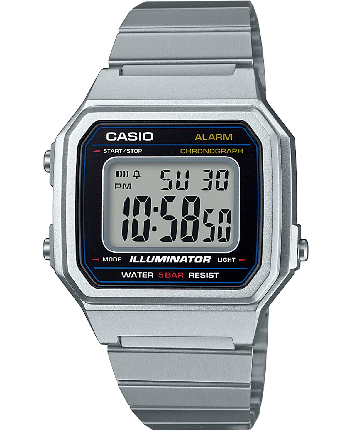 

Мужские цифровые винтажные часы-браслет из нержавеющей стали 43,1 мм Casio