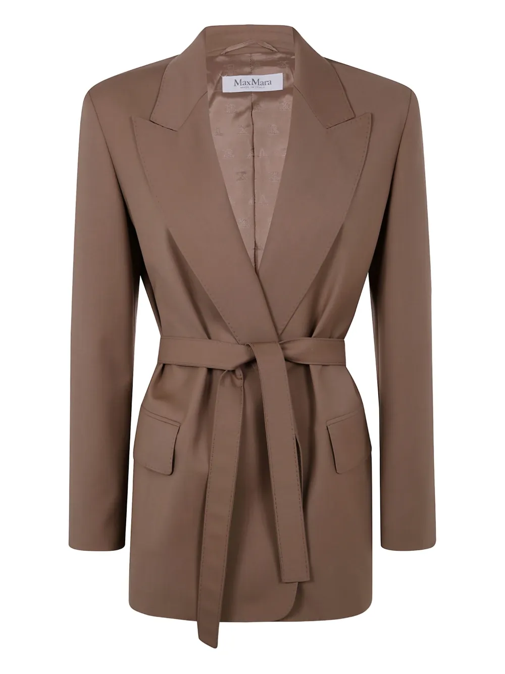 

Шерстяное пальто с поясом MAX MARA, коричневый