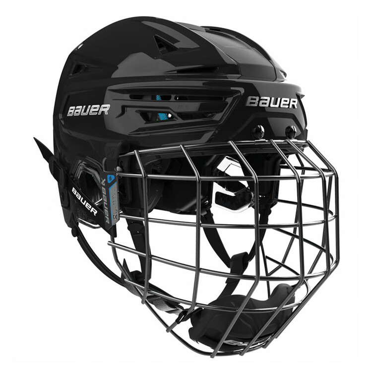 

BAUER Новый хоккейный шлем RE-AKT 155, легкая защитная маска для игры в хоккей, черный, размер S с визором