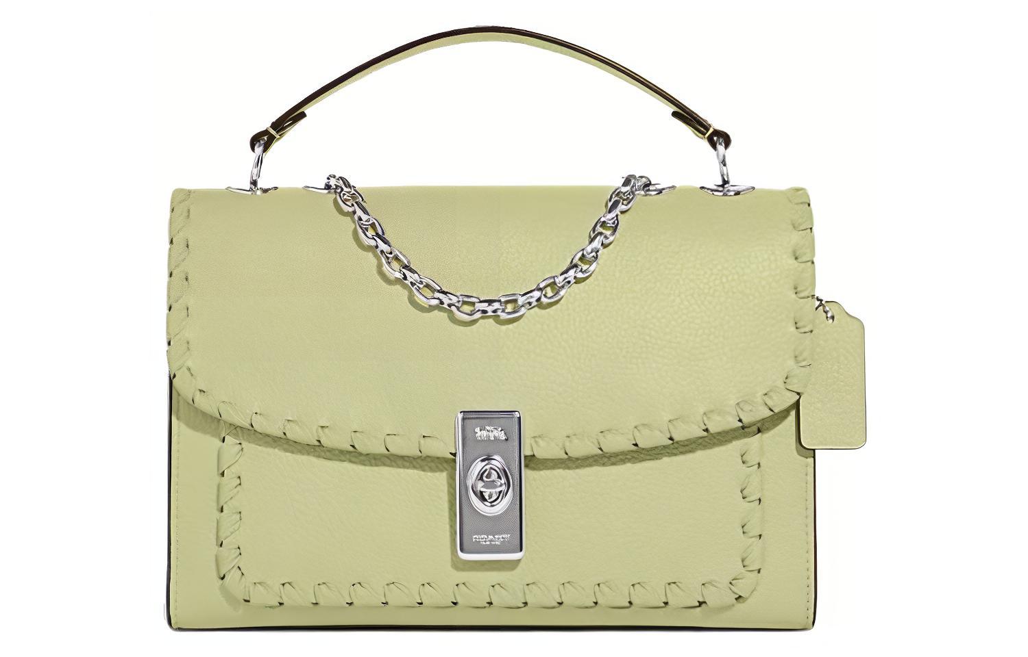 

Сумка через плечо из кожи коровы среднего размера COACH лаймового цвета