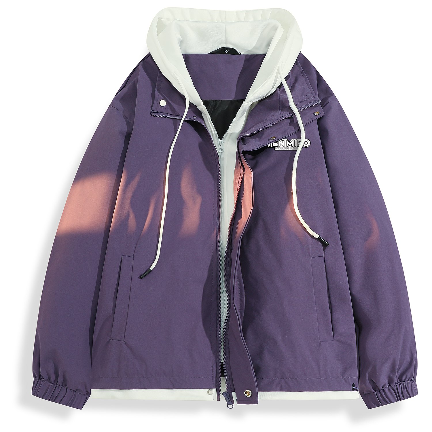 

TEN MIRO Пуховик Unisex, Purple+White (Thin, Non-Padded)