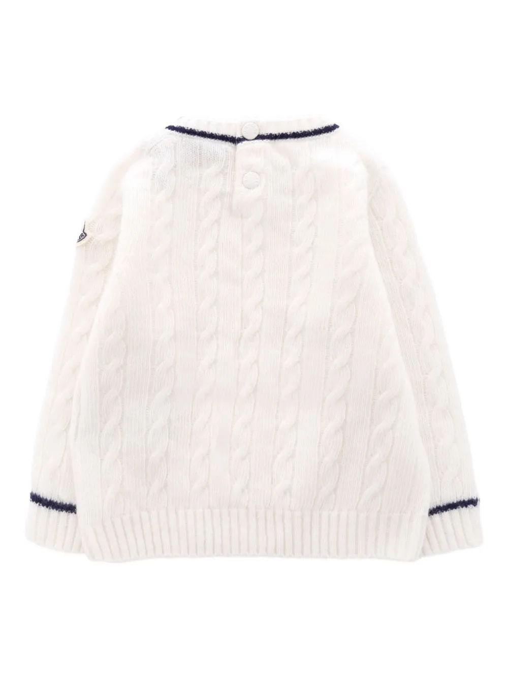 Свитер фактурной вязки с нашивкой-логотипом Moncler Enfant, белый — фото 2