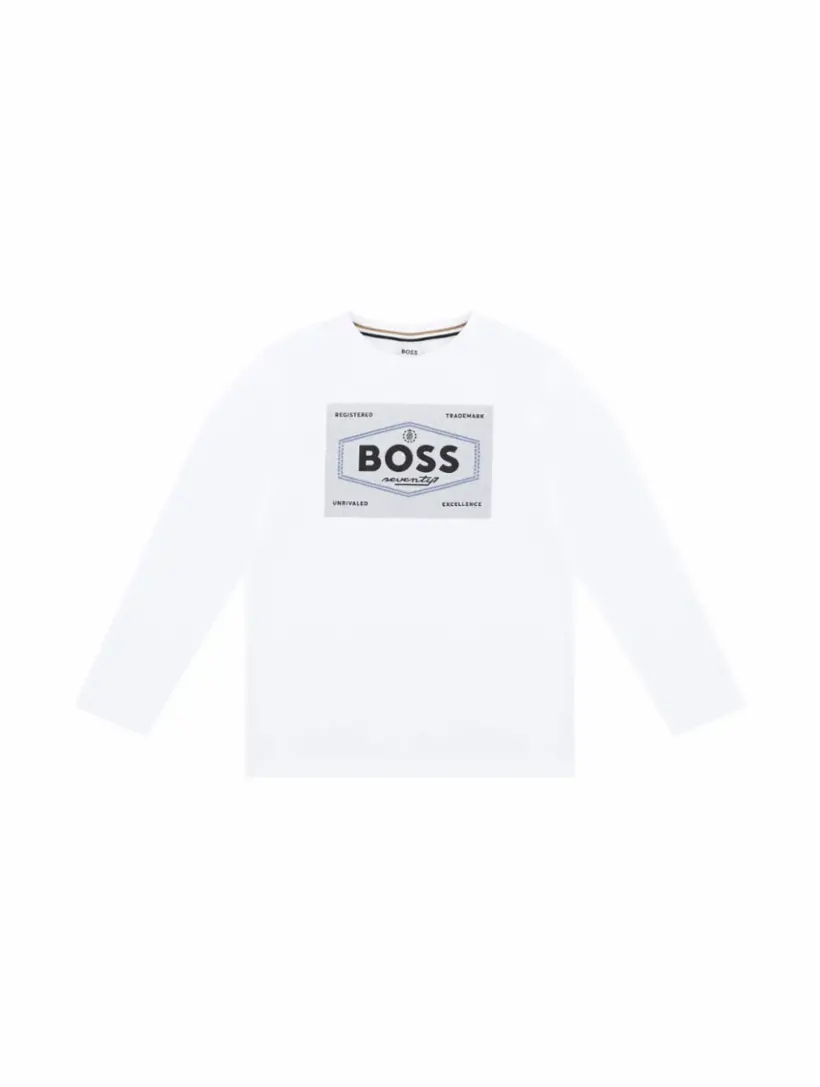 

Хлопковый лонгслив с логотипом BOSS, белый