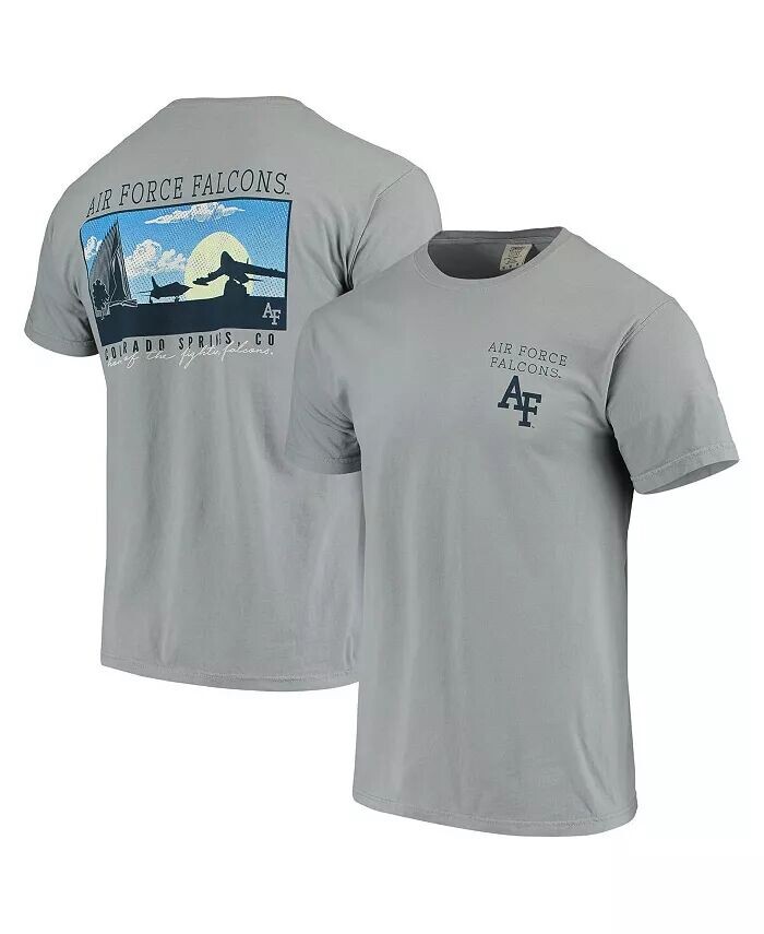 

Мужская серая футболка Air Force Falcons Team Comfort Colors Campus Scenery Image One