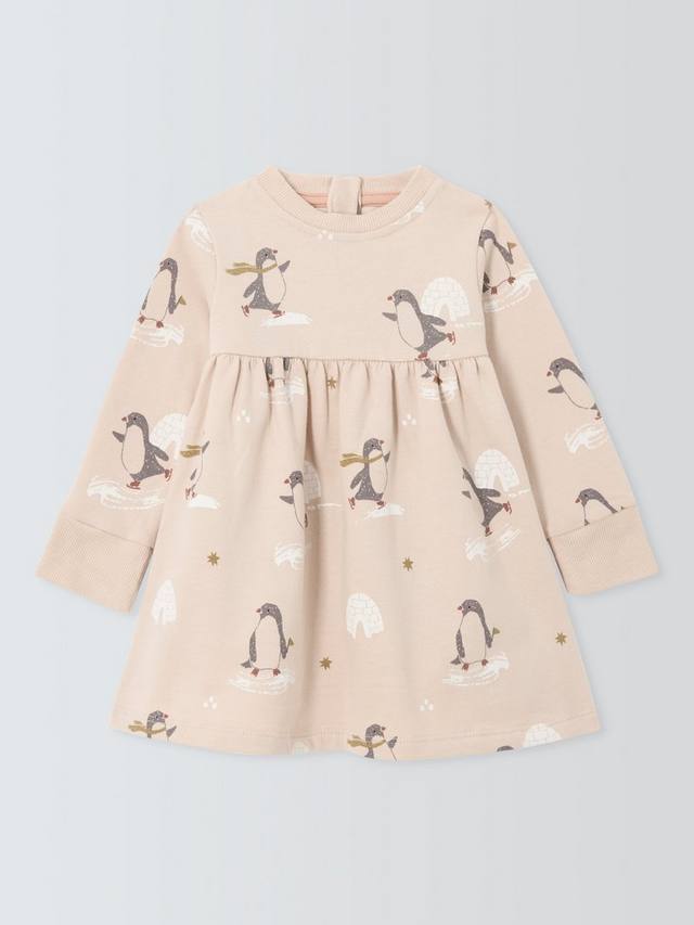 

Детские хлопок пингвин платье John Lewis, цвет Natural