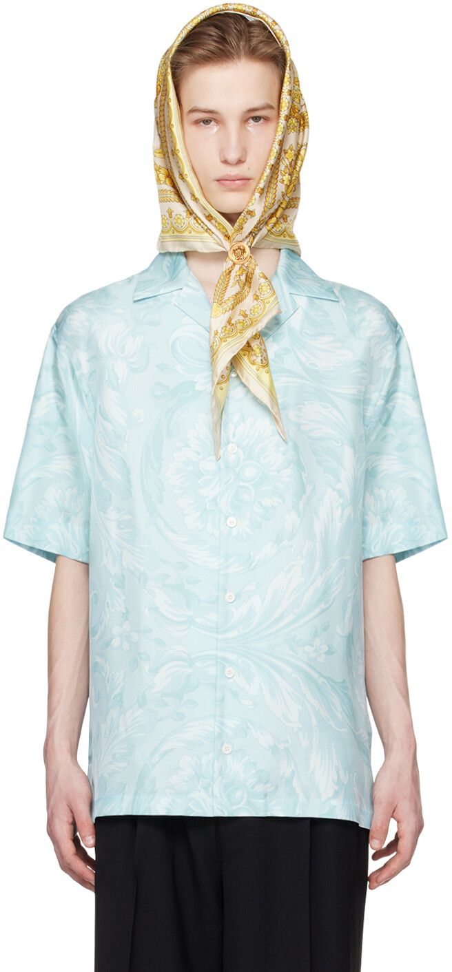 

Синяя рубашка в стиле барокко Versace, цвет Pale blue