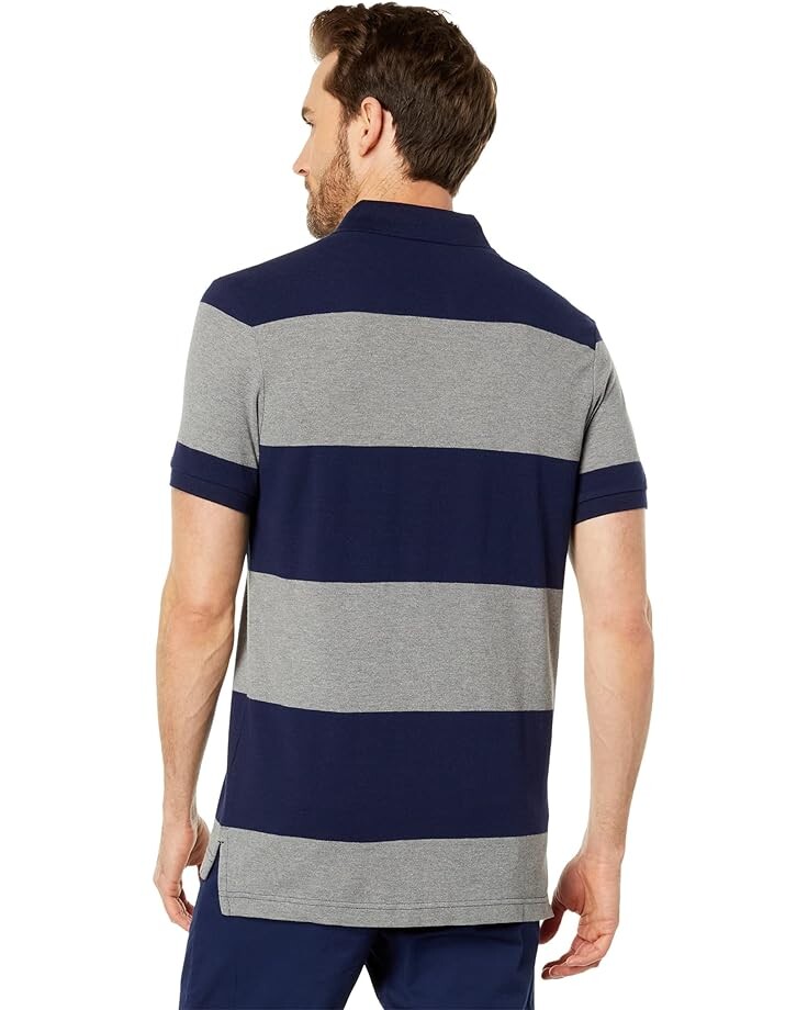 

Рубашка U.S. POLO ASSN. Slim Fit Yarn-Dye Stripe Pique Knit Shirt, цвет Heather Grey