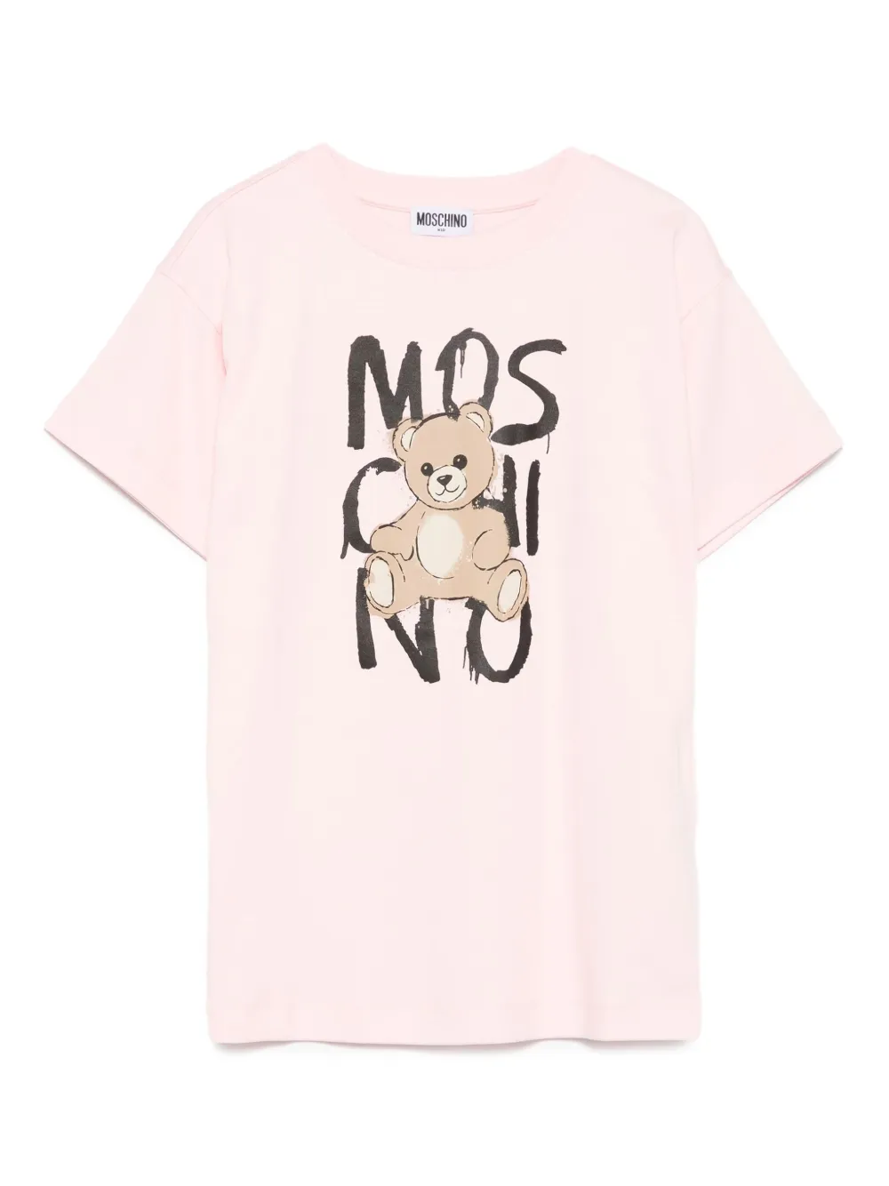 

Футболка из хлопка с принтом плюшевого мишки Moschino Kids, розовый