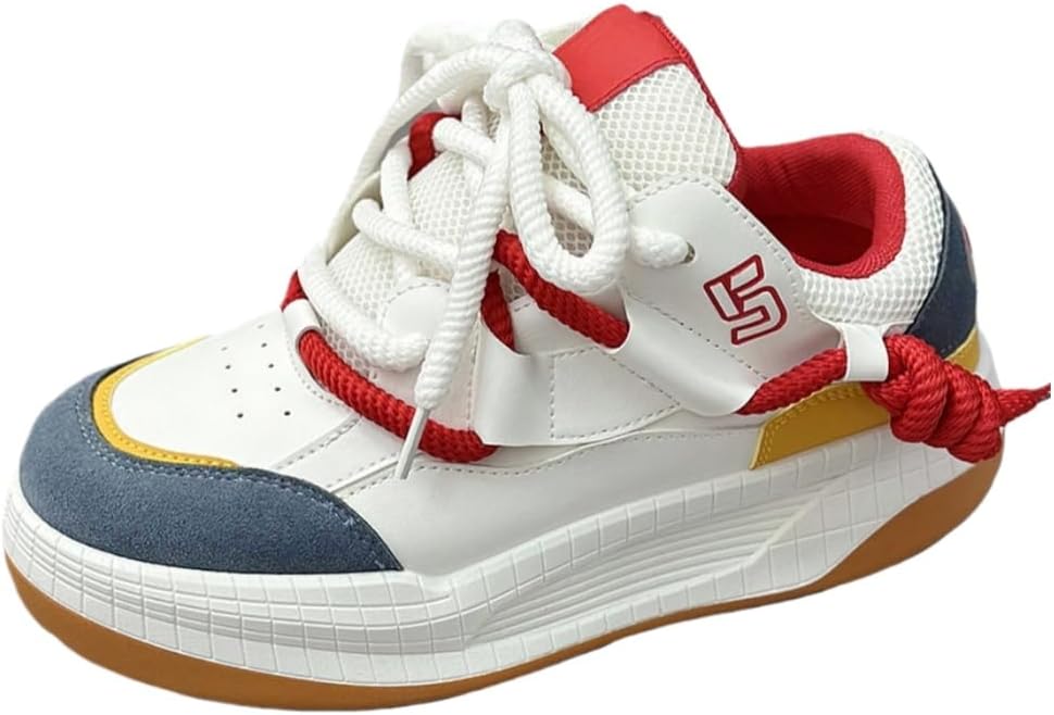 

Мужские удобные повседневные спортивные кроссовки - шнуровка, мягкая внутренняя отделка, подходят для ежедневных уличных прогулок Clolinde, белый/красный