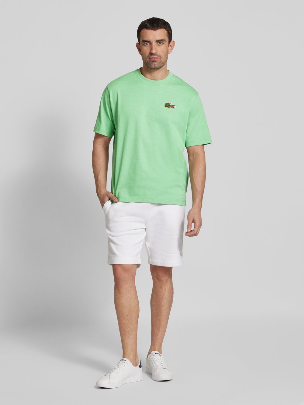 

Футболка оверсайз с нашивкой-логотипом Lacoste, светло-зеленый