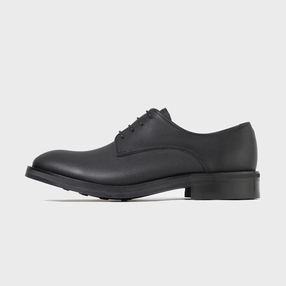 Мужские матовые чёрные дерби Firenze.A High Toe Line Pull-Up Leather с 4 отверстиями — фото 3