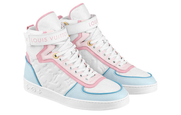 Кроссовки boombox ankle sneakers 'white monogram with pink and blue' Louis Vuitton, белый — фото 3