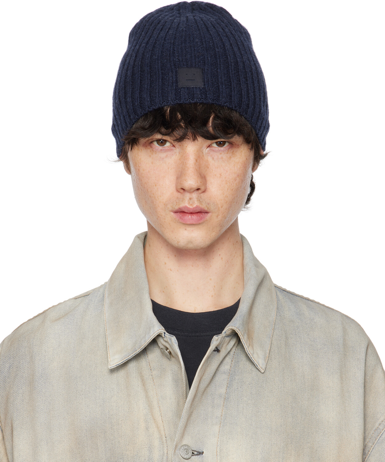 

Вязаная шапка темно-синего цвета Acne Studios, Navy melange