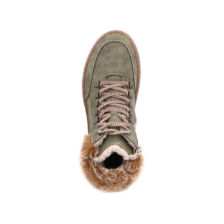 Ботинки женские Rieker Lace-Up Ankle Boots на шнуровке с мехом, зеленый — фото 4