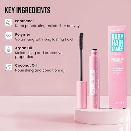 HAIR BURST Baby Hair Tamer Stick Мгновенное разглаживание и завершение Flyaway Tamer Нежирная щетка для контроля вьющихся волос с кокосовым и аргановым маслами Веганский продукт, не подвергаемый тестированию на животных — фото 3