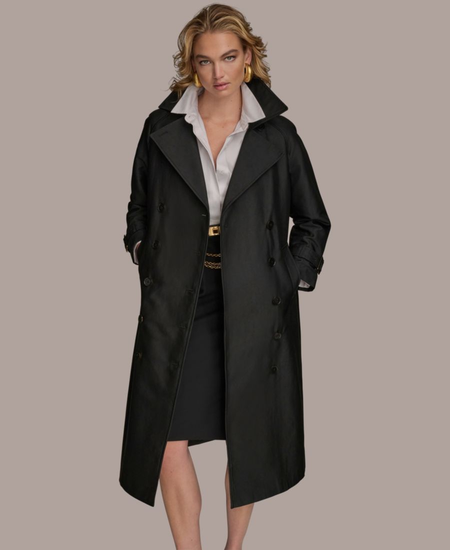Женское классическое длинное двубортное пальто Donna Karan New York, Black — фото 2