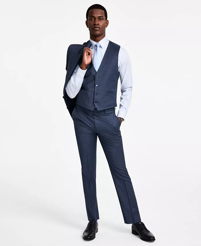 

Мужской жилет из смесовой шерсти с бесконечной растяжимостью Slim-Fit Calvin Klein, синий